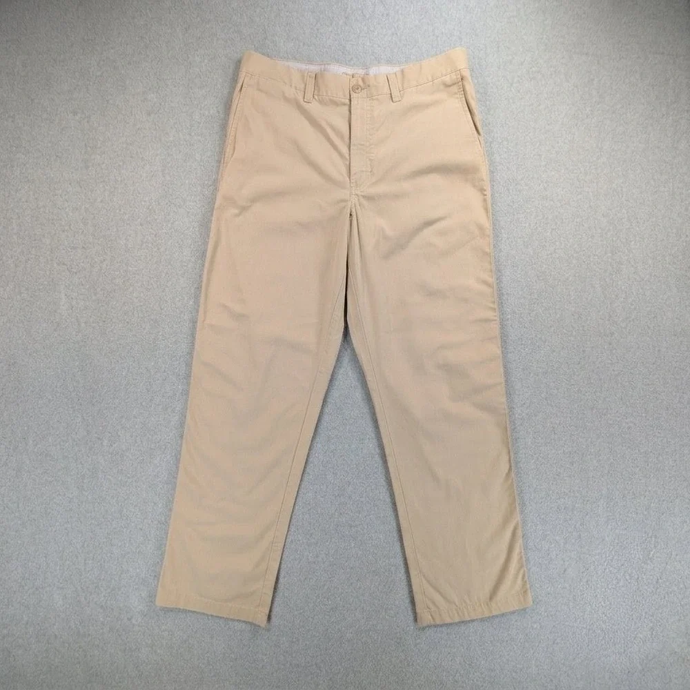 LL Bean Classic Fit Chino Pants Mens 35 Tan Khaki Cotton Flat Front 262548